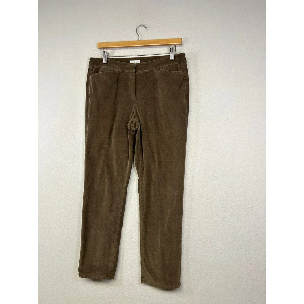 Dark Academia J. Jill Womens 8 Petite Brown Corduroy Straight Leg‎ Stretch Pants - Picture 12 of 13